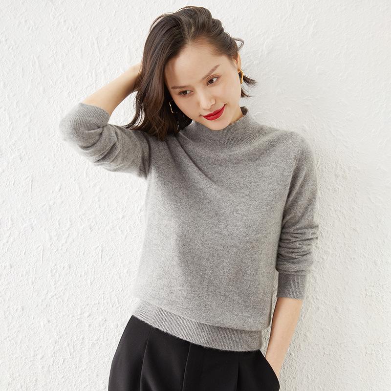 Halbrollkragen Damen Strickpullover für Damen einfarbig Basic warm verdickter Pullover Herbst und Winter neuer Pullover für Damen