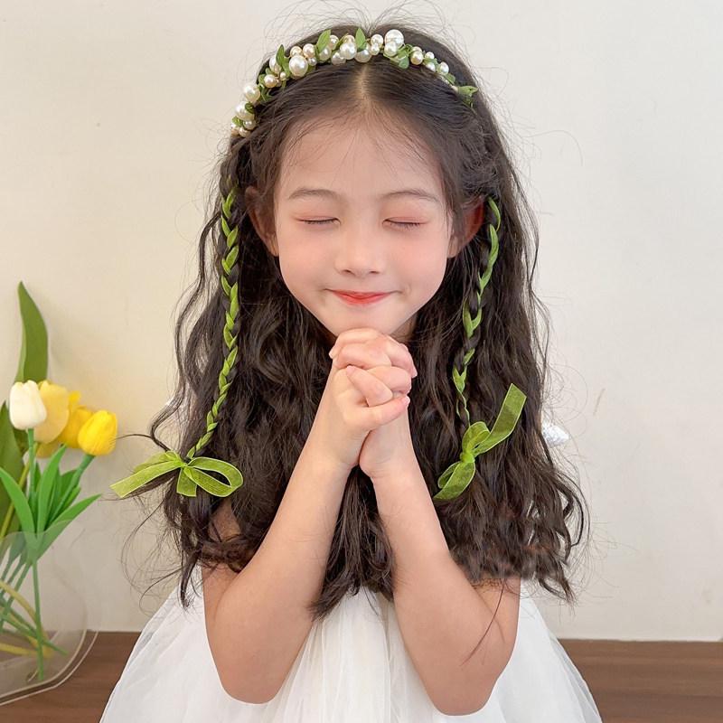 Mint Green Children's Braiding Headband with Flowing Ribbons - Perfect for Festivals and Birthdays