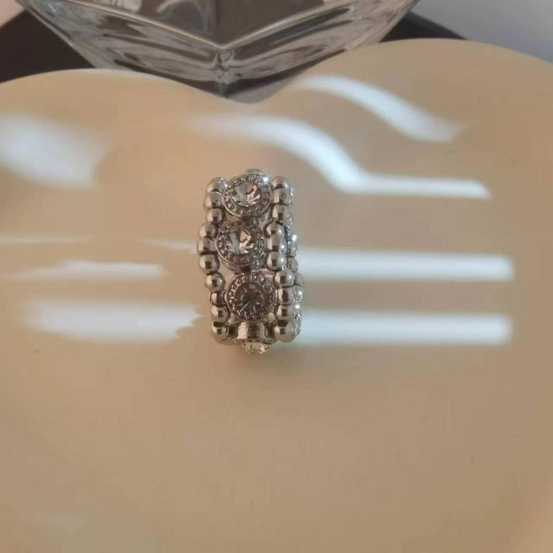 Minimalist Diamond Rings Stretch Elastic Finger Rings for Women Girls Rhinestone Beaded Finger Rings Retractable Rings