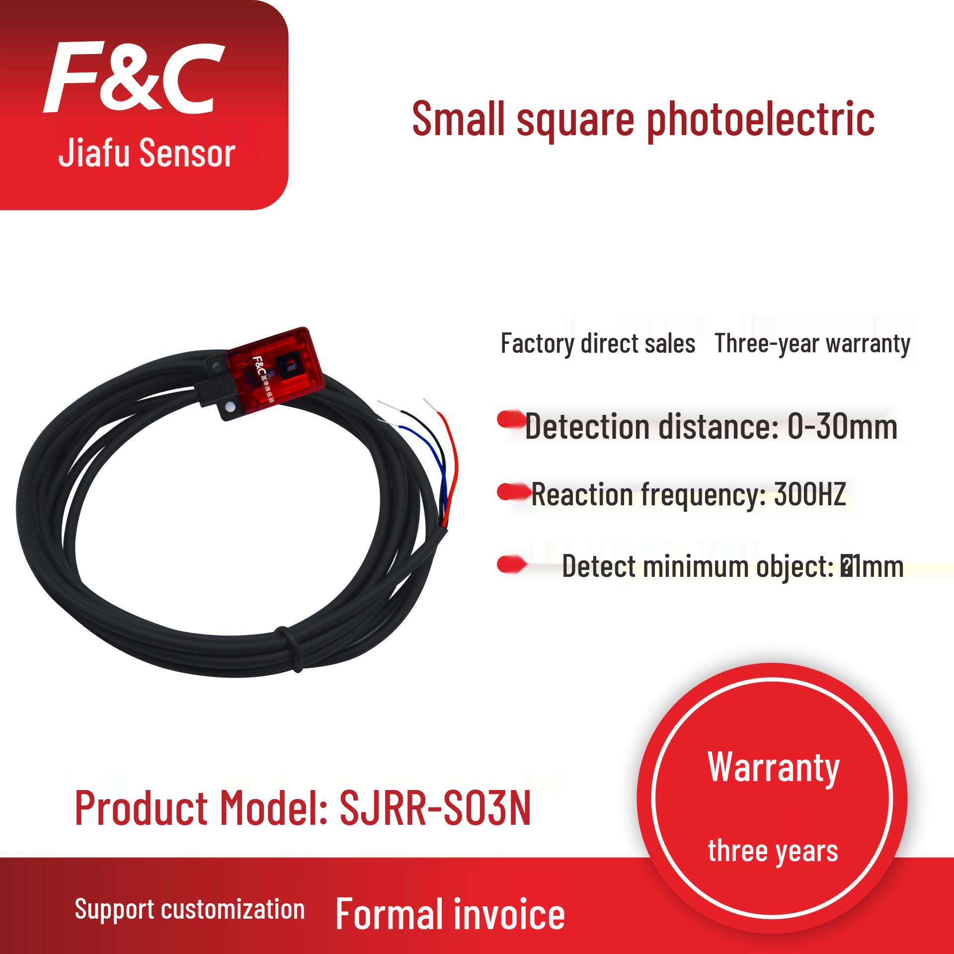 Jiazhun Compact Ultra-thin Flat Square Sensor, Black Object Detection up to 10mm SJRR-S03N R2M