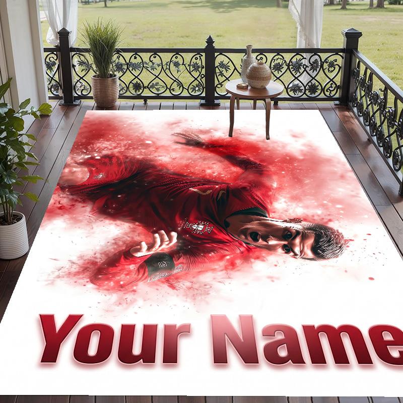 Custom Text Printed Rug Cristiano Ronaldo Non Slip Floor Carpet For Home Room Decor