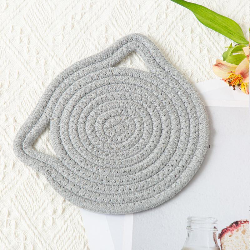 

1 шт. натуральный хлопковый шнур для домашней теплоизоляции в японском стиле, сотканный вручную, экологически чистый, плетеный, милый, с дизайном кошачьих ушей, для кухни, 18 см 18cm