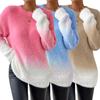 Elegant Women's Wool Gradient Knit Sweater - Autumn/Winter Collection, Round Neck