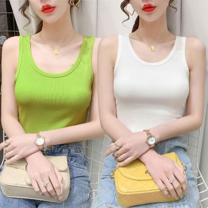 Plus Size Modale Knitted Summer Tank Top Simple Design Vest for Women