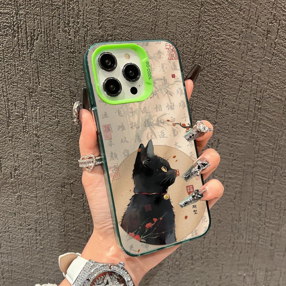 National Style Cat Trendy Phone Case Suitable for iPhone 17 16 15 14 13 12 11 Pro/Max/Plus Anti Drop and Shockproof Back Cover