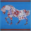 130cm*130cm High Quality Large Square Scarves Twill Shawls,Luxury Brand Letter Poker Horse Print Silk Scarf For Women Headband
