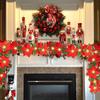 Red Poinsettia Floral String Lights Durable Plastic Holiday Lights Battery Powered Garland For Home Indoor Outdoor Decor