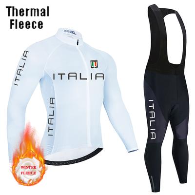 2024 New Winter Thermal Fleece Cycling Jersey Set Long Sleeve MTB Racing Bike Jersey Suit For Men Bib Pants Set Cycling Clothing