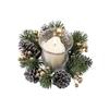 2pcs Nordic Rustic Christmas Candle Wreath with Pinecone and Berry Candlestick Garland  New Year