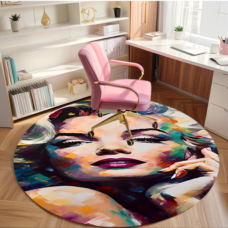 Marilyn Monroe Print Rond Tapijt, Wasbaar Vloerkleed, Voor Entree Slaapzaal Wasruimte Kantoor Studeerkamer, Woondecoratie Verjaardag Kerstcadeau