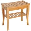 45cm 2-Tier Slatted Shower Bench Storage Seat W/ 4 Legs Comfortable Safe Bathroom Stool Spa Bath Organiser