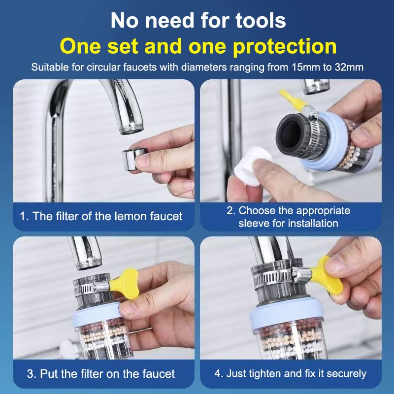 360° Rotation Water Faucet Filter Household Kitchen Faucet Mini Tap Water Clean Purifier Carbon Filter Filtration Cartridge
