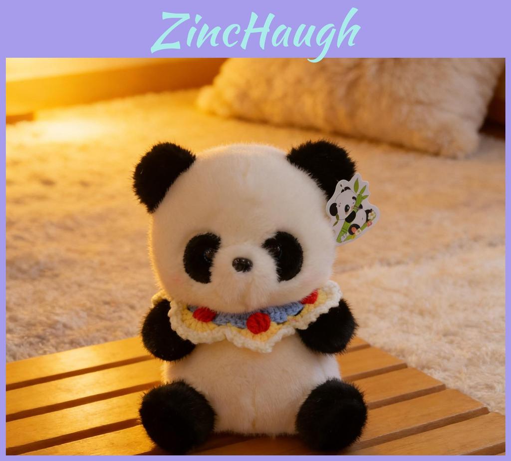 Panda Plush Doll With Scarf And Sweater Decoration For Kids And Collectors