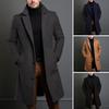 Herren Einfarbig Wollmantel Herbst Winter Mittellange Windjacke mit Taschen Revers Langarm Einreihig Formelle Oberbekleidung