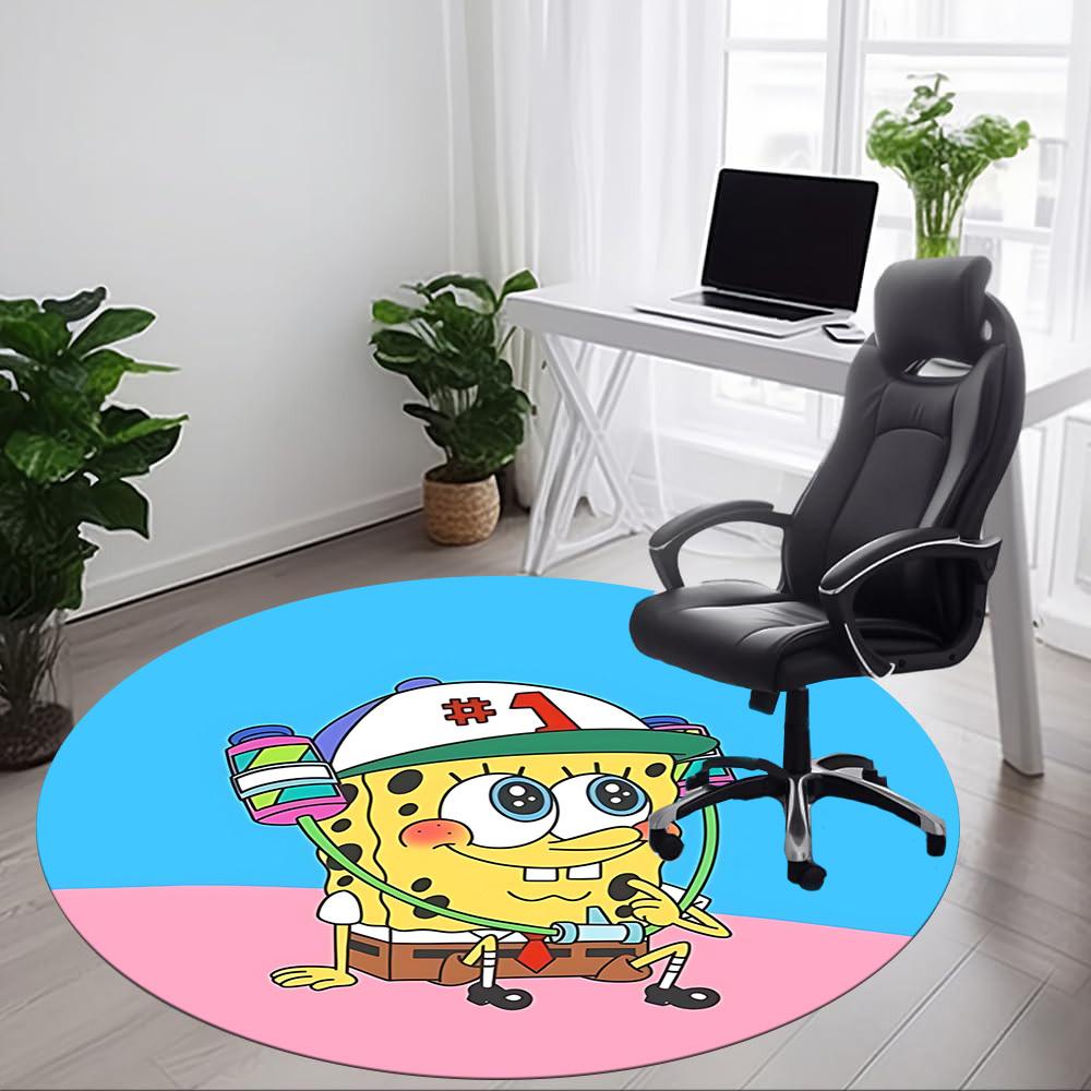 1pcSpongebob Office Round Area Rug, Indoor Mat Suitable For Office,Bedroom Living Room Home Decor, Room Deco A0928130