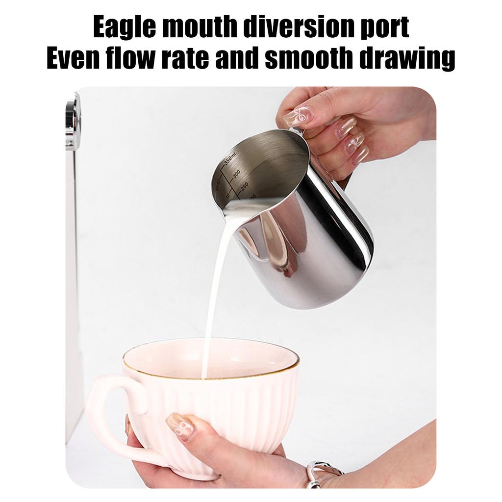 19pcs Coffee Art Set 12oz 350ml Stainless Steel Milk Frothing Pitcher with Scale Powder Shaker Art Pen and 16pcs Coffee