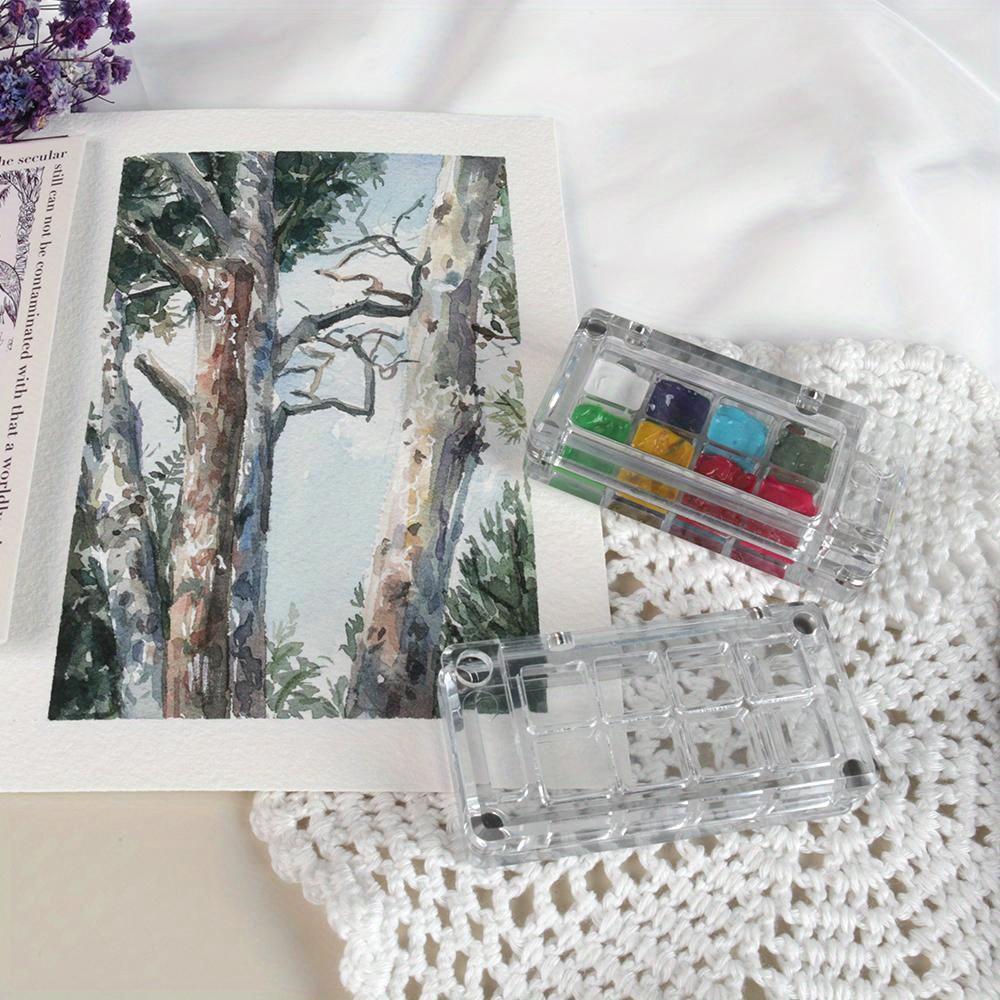 8 Grids Transparent Magnetic Mini Travel Plastic Painting Box Palette for Watercolor Paint Subpackage