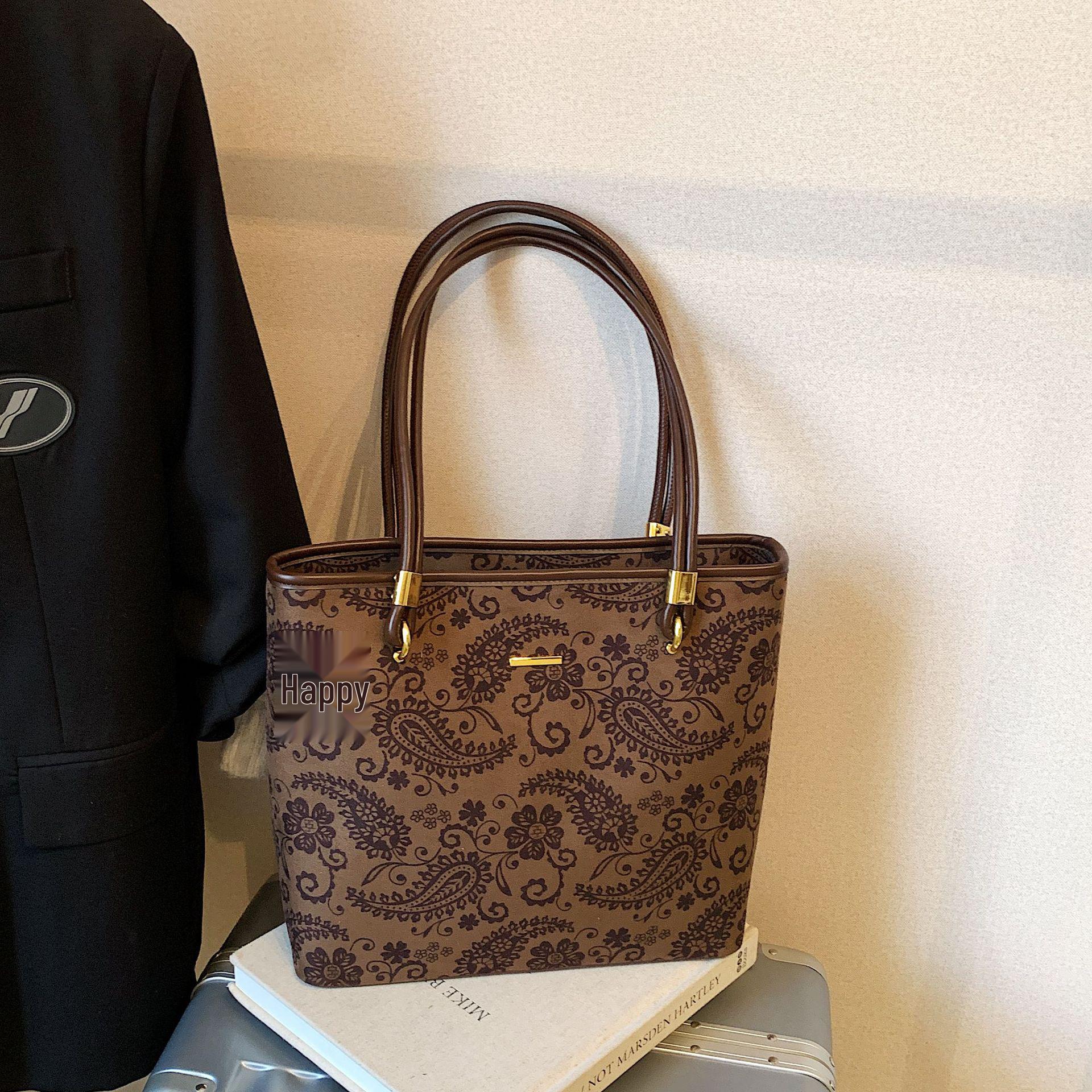 

Large Capacity Ethnic Style Cashew Flower Tote Bag - Versatile for Daily Commute, 2025 Autumn/Winter.