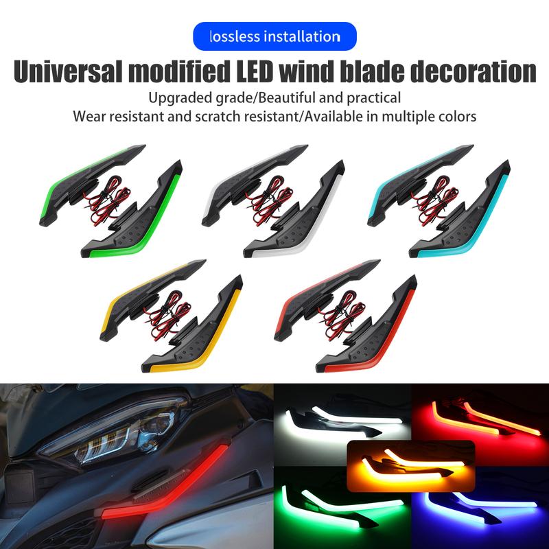 1 pair Motorcycle Front Side Wing LED Light Kit Aerodynamic Wing Lights Universal Spoiler Lamp Motorcycle Decorative Accessories