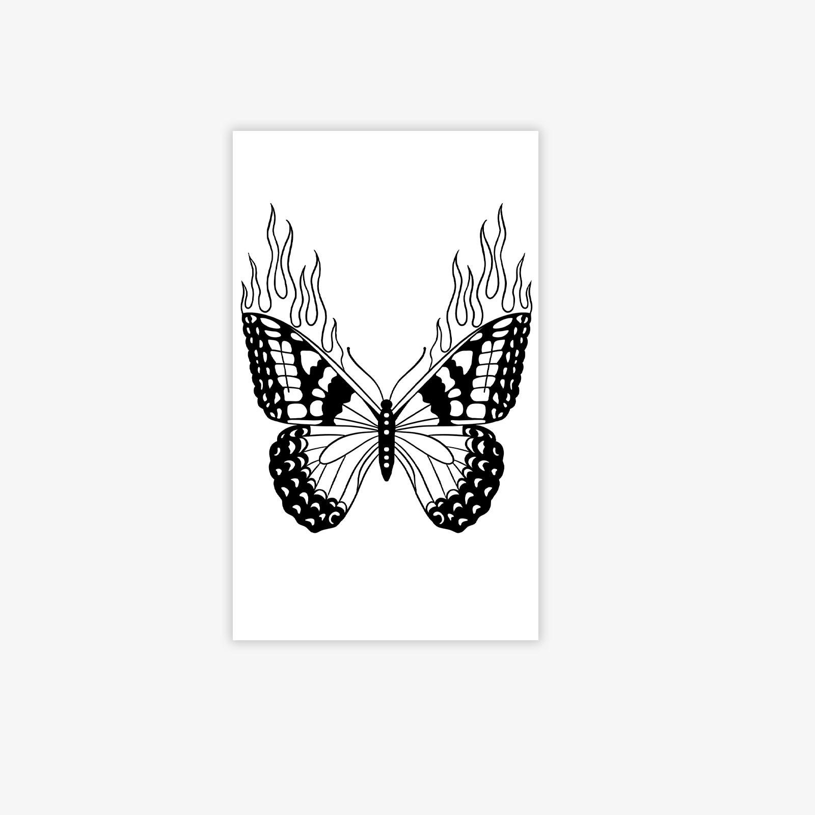 

Dark Flame Butterfly Tattoo Sticker, Waterproof And Long-Lasting, Women S Thigh Cool Sa Simulation Tattoo 9*15