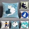 Flat Style Illustration Cat Pillow Case Pillowcase Doublesided Printed Sofa Cushion Bedroom Headboard Pillow