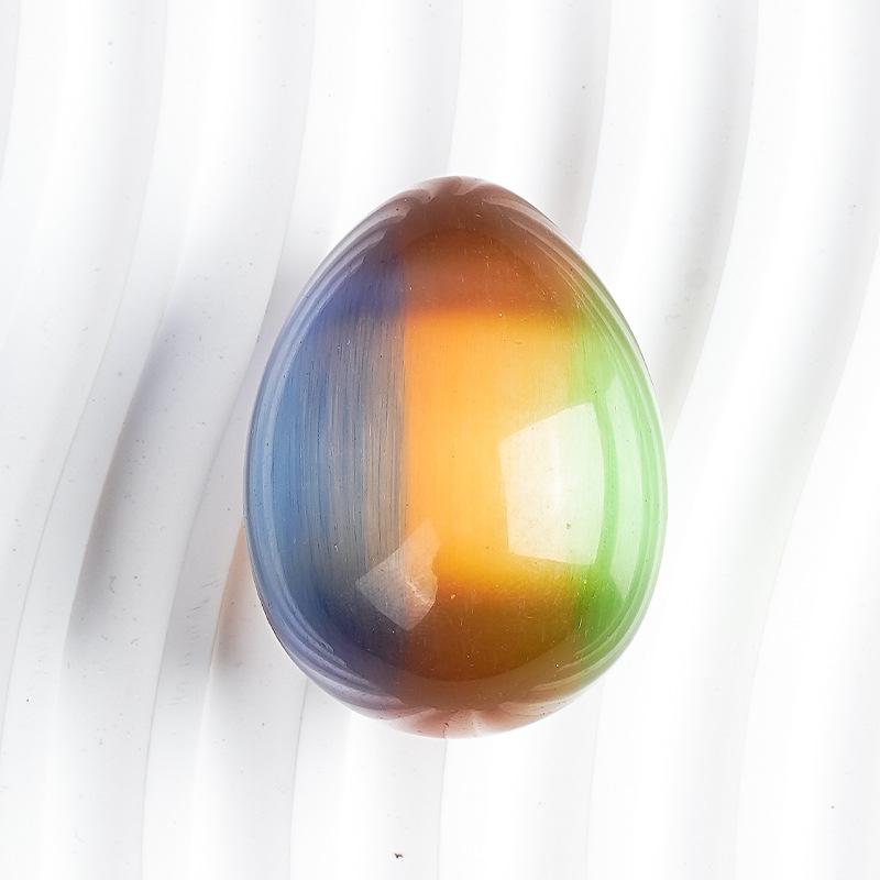 45mm Multicolor Cat's Eye Gemstone Egg Shaped Crystal Eggs Ornament Fish Tank Home Decoration Easter Gift
