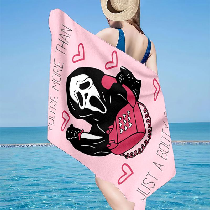 Ghostface Greetings Poster Beach Towel, Super Soft Microfiber, Gift for Her/Him, Birthday, for Pool, Beach, Travel, Home Decor Fan gifts
