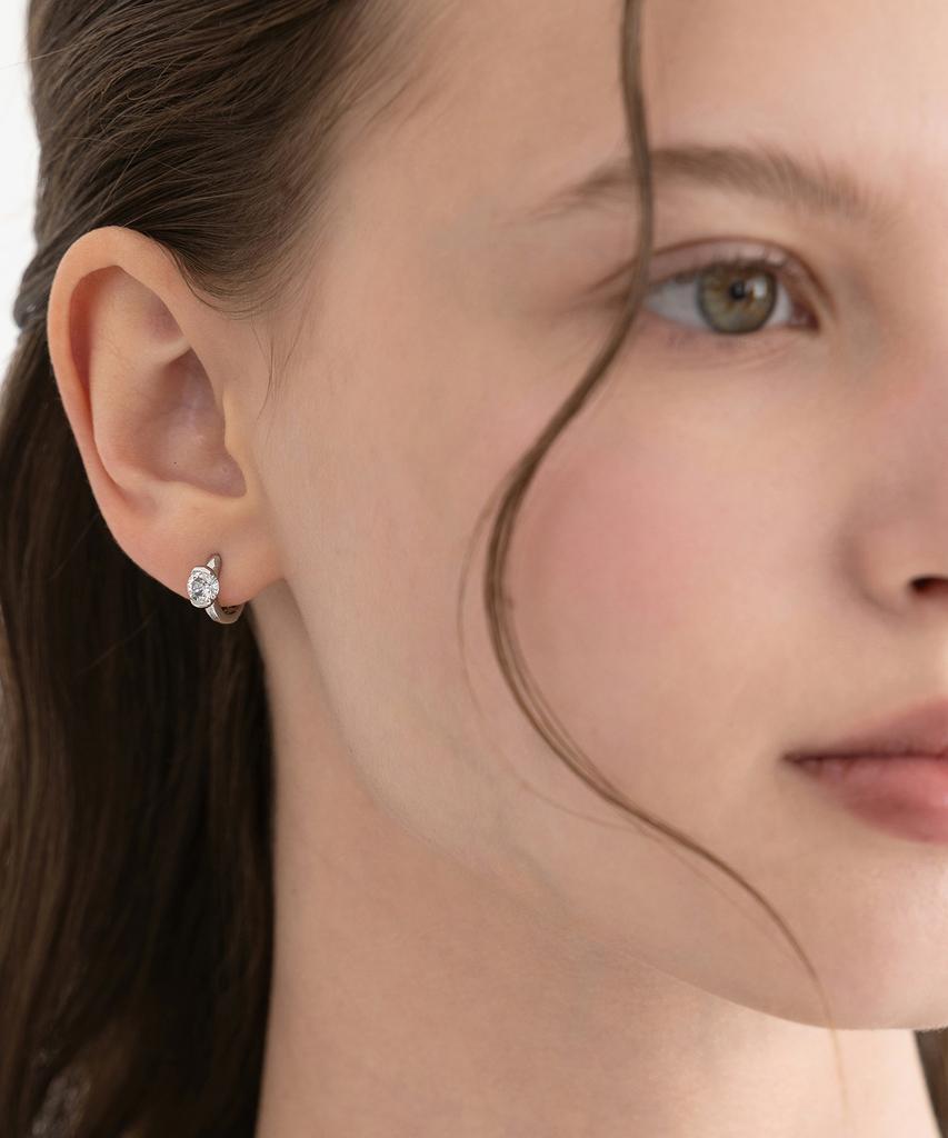 Tatiana (Silver 925) Round Cubic Point Hoop Earrings Ec3309