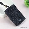 Brazilian Obsidian Guan Gong God of Wealth Pendant Necklace