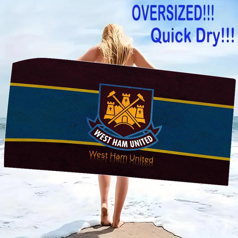 West Ham United FC Print Beach Towel, Large Soft Quick Dry Towel for Beach Camping Swimming
