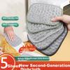 Dafurei 5-Pack Double-Layer Thickened Dish Cloths, Absorbent Silver Fiber Cotton Gauze Dishwashing Scrubbers and Pot Cleaning Cloths