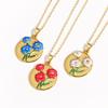 Charm Daisy Necklace Coin Round Geometric Metal Enamel Flower Pendant Necklaces for Women Stainless Steel Jewelry