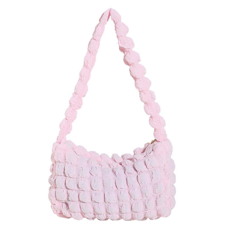 Stylish Winter Bubble Diamond Grid Underarm Bag Female 2023 Trendy Street Style Shoulder Bag In Various Colors розовый