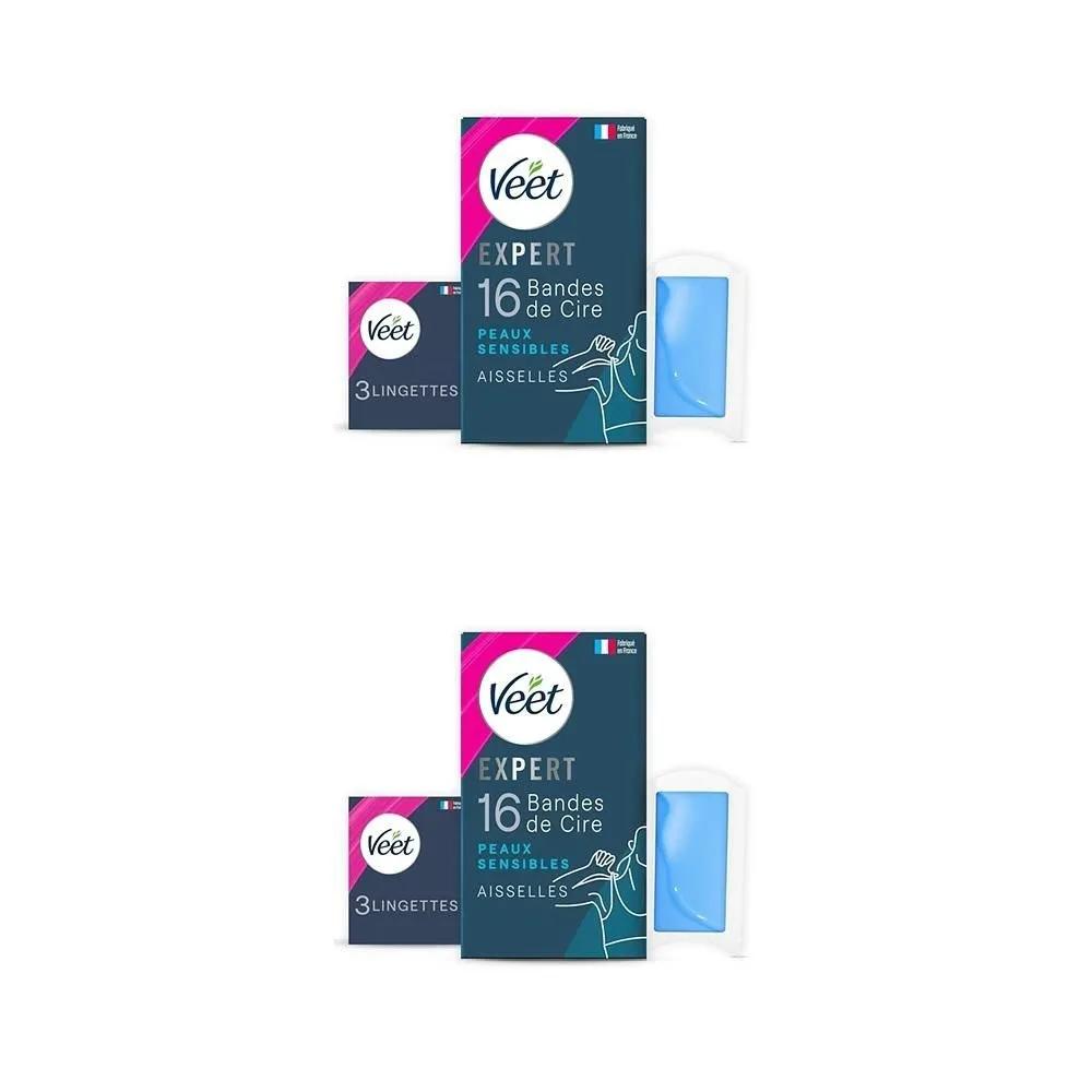 VEET Восковые полоски для подмышек 16 шт. 2 упаковки Долгосрочный эффект