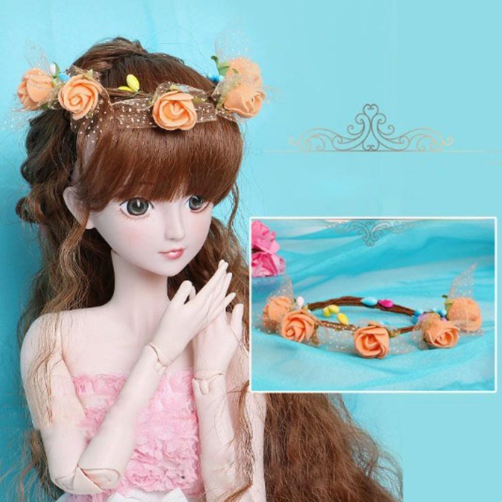 

Різнокольоровий головний убір для ляльок із квітами та модною пов’язкою для ляльок 1/3 BJD 60 см. 2