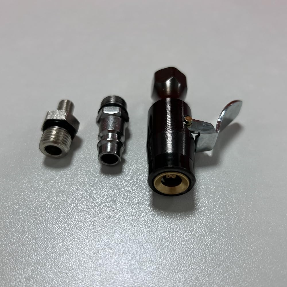 Air Chuck, No Leakage Double Jaws Lock-On Tire Inflator Chuck, Closed Flow Tire Chuck with Clip, Inflator Gauge & Air Compressor Accessories, 1/4"