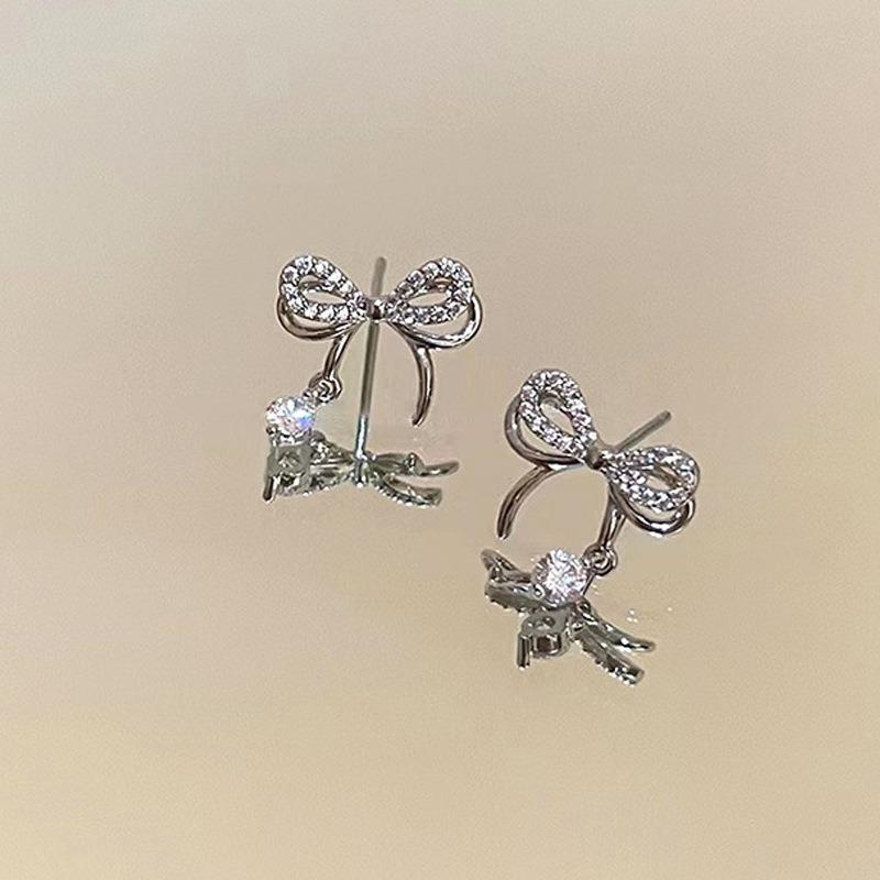 Bow-knot Stud Earrings Female Fashion Chic Earring Sweet Girl Women Jewelry Double Bow Earrings