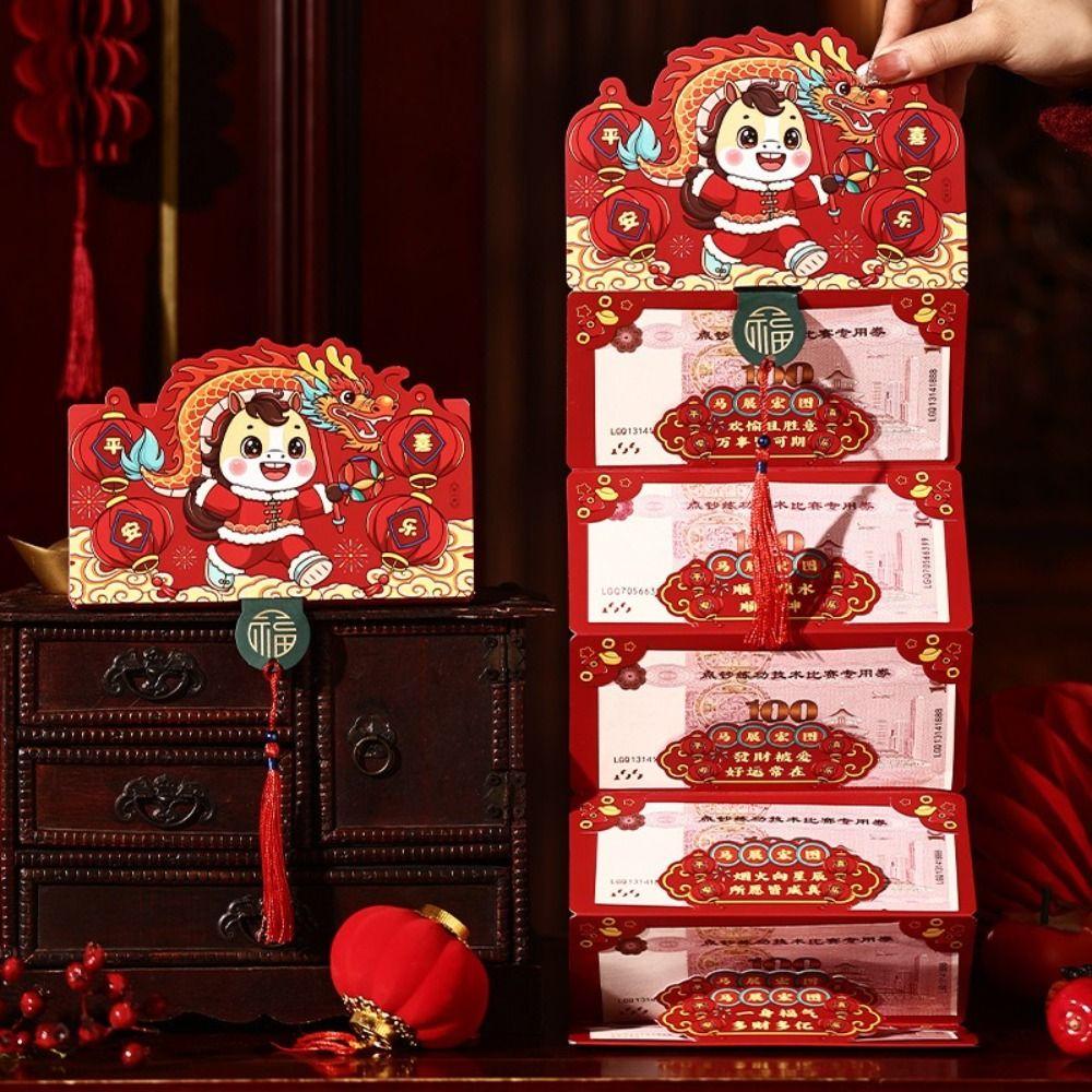 Red Color Horse Year Red Envelope Paper Cartoon Red Envelope Folded Red Envelope  New Year Gifts