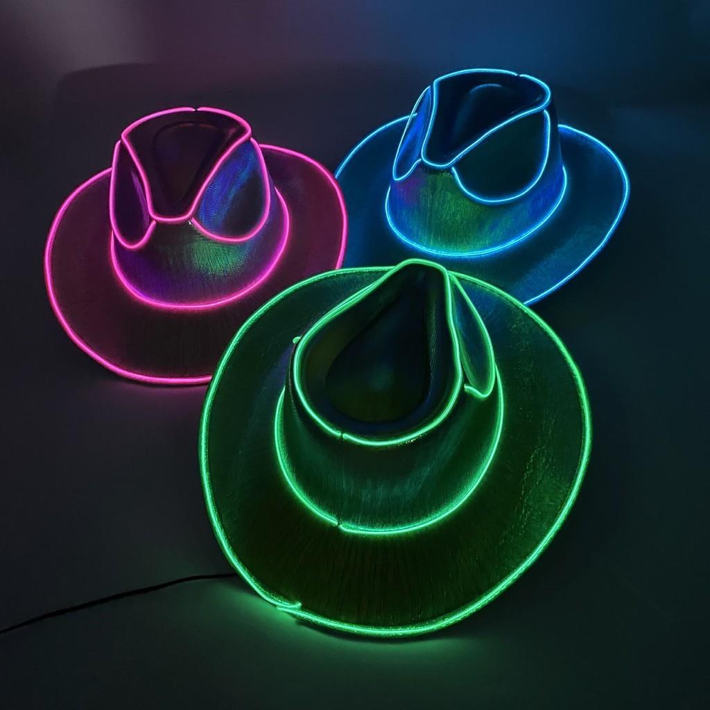 Dazzling Sequin Light-up Cowboy Hat For Parties And Performances In Vibrant Colors