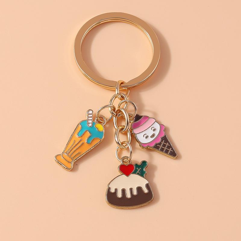 Cute Enamel Simulation Fruit Keychain Grape Watermelon Key Rings for Women Girls Handbag Pendants DIY Jewelry Gifts