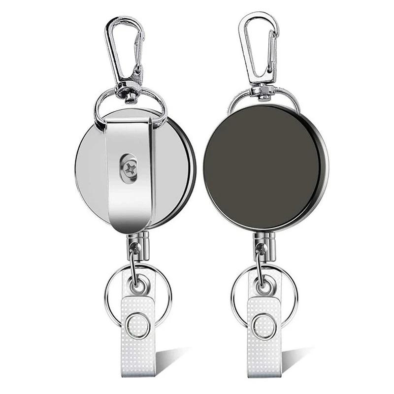 Retractable Lanyard Badge Credit Card Holder Cover Case Badge Reel with Keychain for ID Name Badges Staff Work Pass Card Clip
