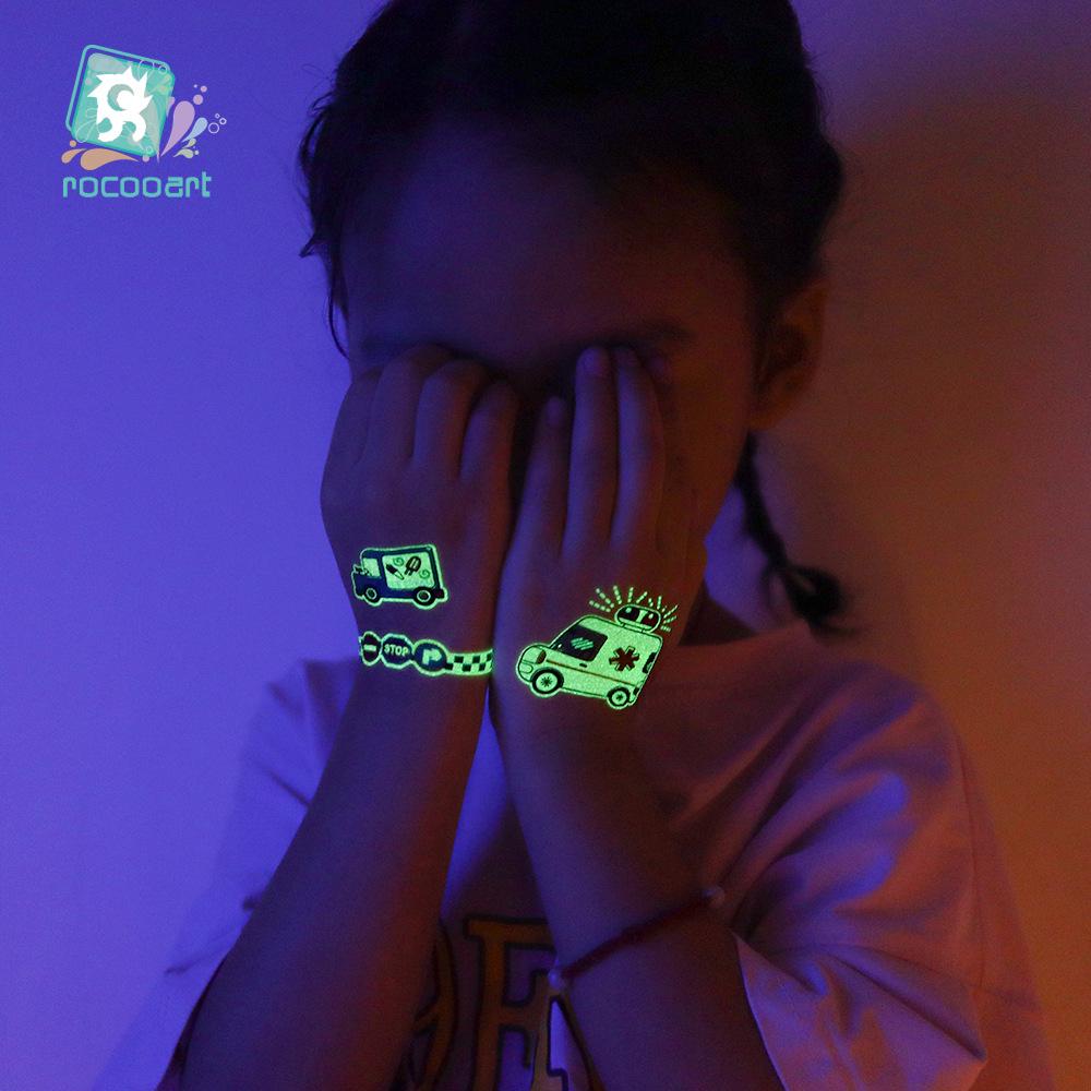 Autocolante Tatuaj Temporar Ruikalong Impermeabile Luminoase Desene Animate Trafic pentru Copii
