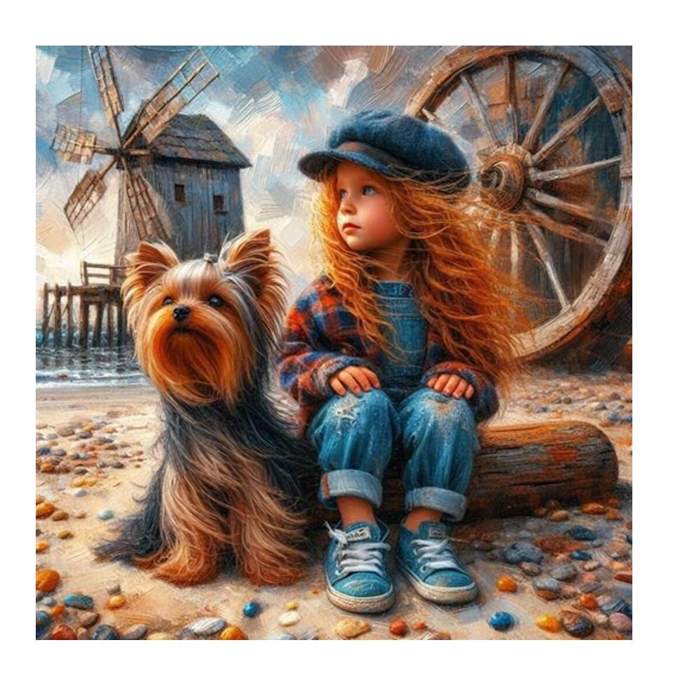 Diamond Painting kits Boy Girl Dog Mosaic Full Drill 5d Diy Diamond Embroidery Seaside Scenery Cross Stitch Home Decor