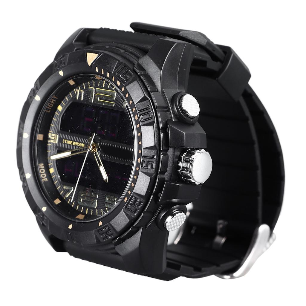 Men Analog Digital Chronograph Watch Water Resistant 1 24 Hour Format Stopwatch Large Face LED Backlight Sports Wrist