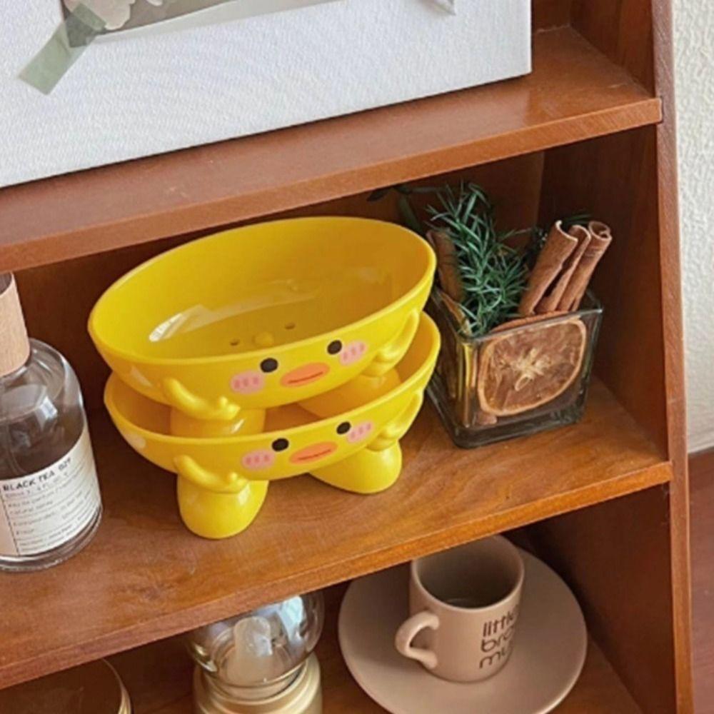 Malá žlutá kachnička Odkapávací mýdlenka Kreslený vzor Sprchové doplňky Roztomilý odkladač na mýdlo