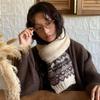 Plush Jacquard Knitted Scarf Thicken Fair Isle Style Shawl Retro Winter Cashmere Scarves  Women/Men
