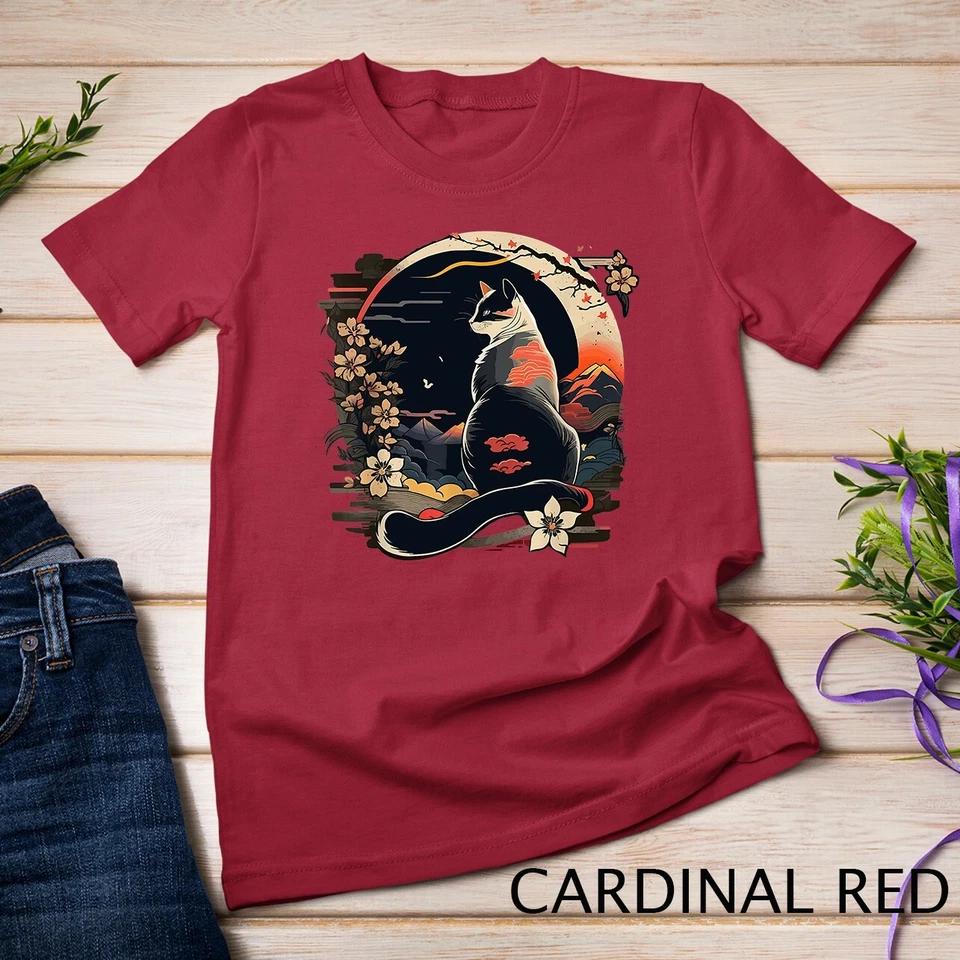 Cat Japan Style Funny Cat Gift Retro Vintage Funny Cat T-Shirt Unisex T-shirt 2 2XL