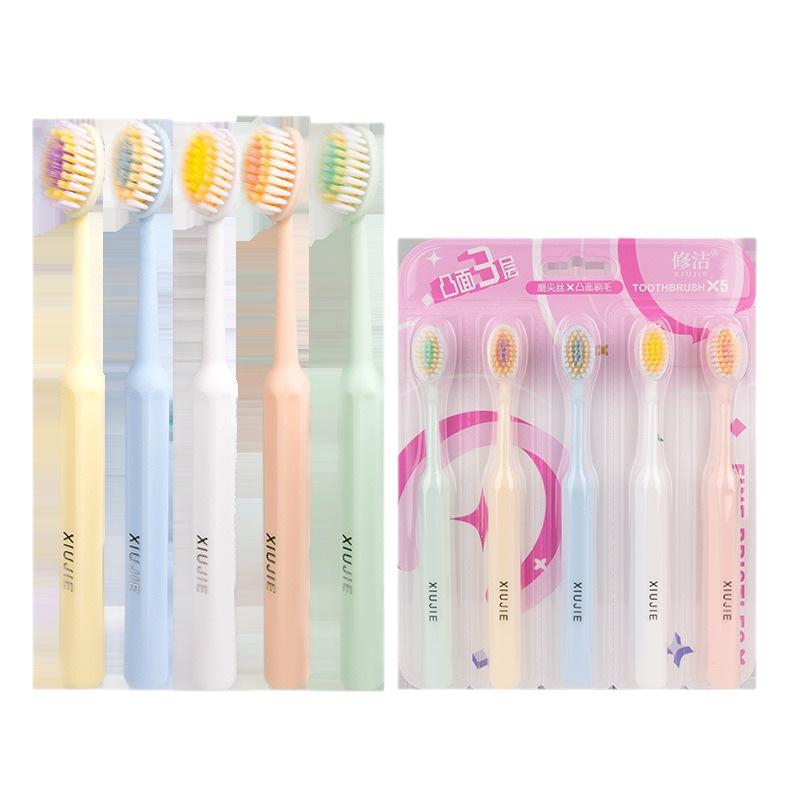 Popular Roman column handle big head toothbrush adult male and female couples travel supermarket family 5 toothbrushes