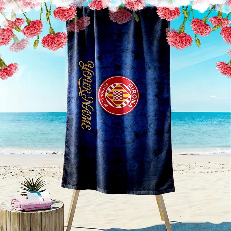 Girona F.C Print Beach Towel, Large Soft Quick Dry Towel for Beach Camping Swimming