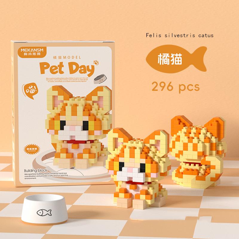 Mini Cute Pet Cat Series Cute Ragdoll Siamese Cat Brick Corgi Husky Small Micro Particle Children's Dog Building Blocks Toys